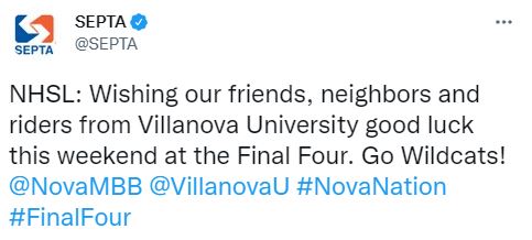 We're feeling the love from the City of Brotherly Love tonight! #GoCats