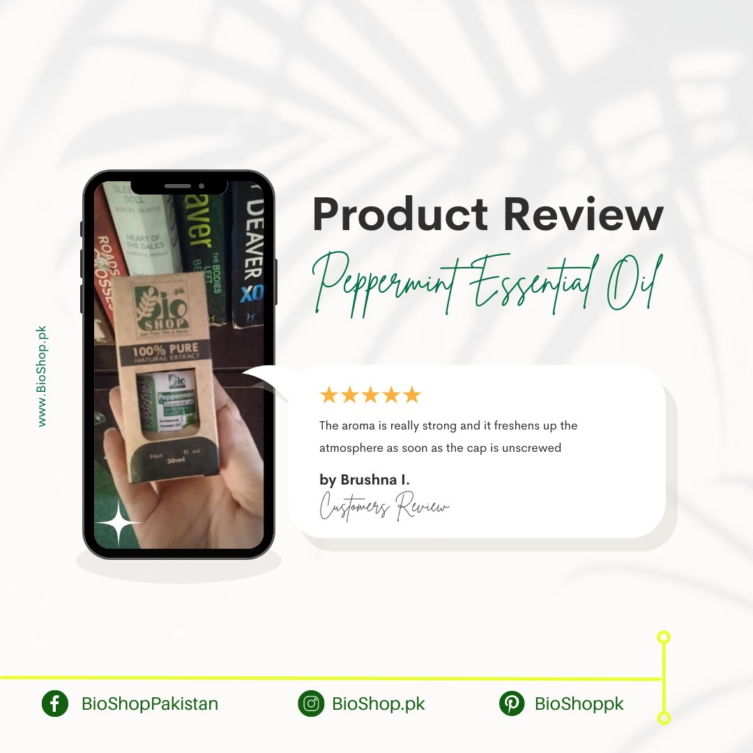 BioPharmacypk's tweet photo. Peppermint Essential oil Review By Brushna I. "The aroma is really strong and it freshens up the atmosphere as soon as the cap is unscrewed"
#peppermintoil #bioshop #aromatherapy #essentialoilsinpakistan #justpureoilandherb https://t.co/BEL9Km9VmD
