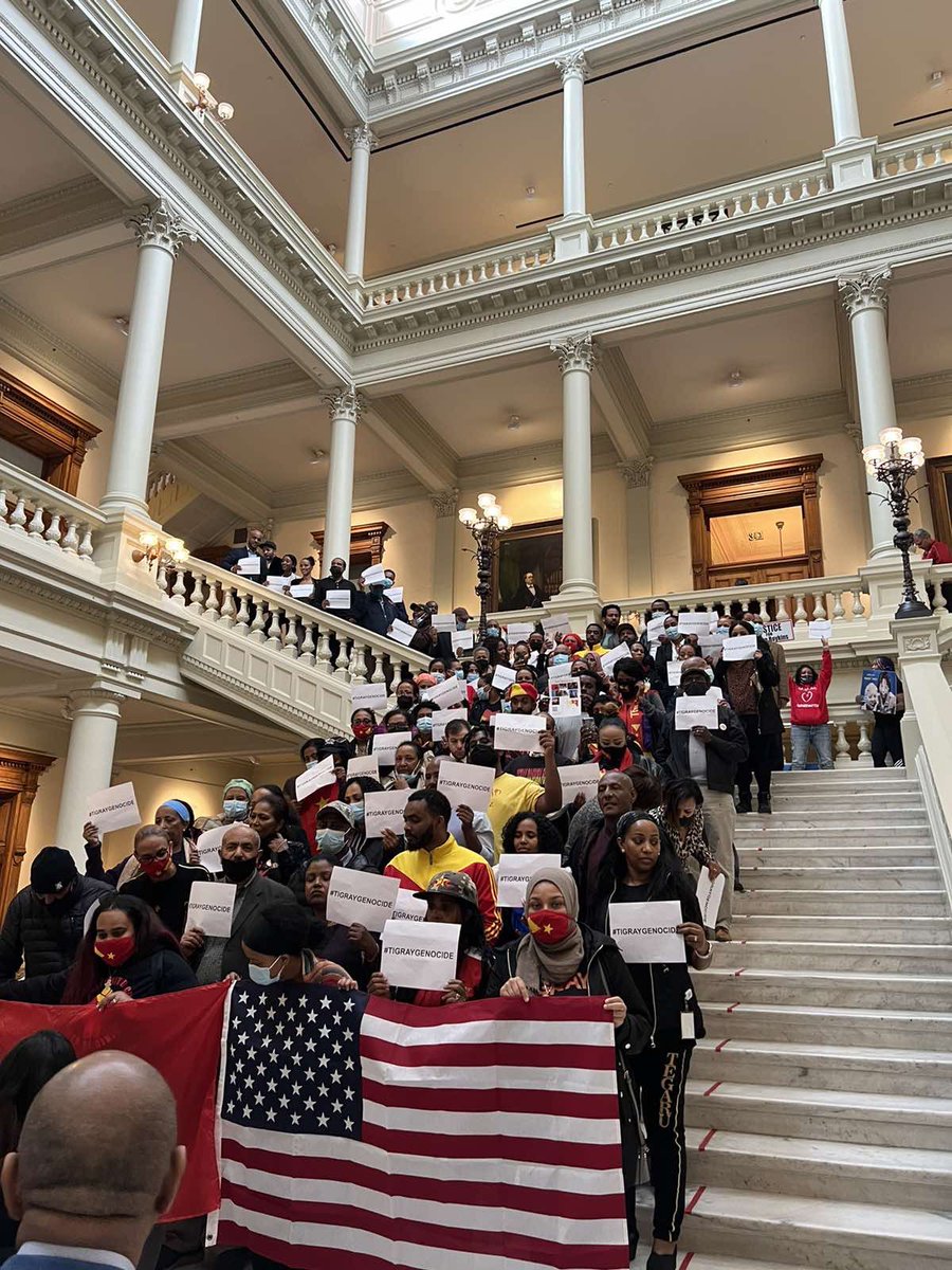 MebrahtG's tweet photo. Thank you to @KimforGeorgia @elenaparent @DrLGJ3 @State_Rep_Kim for standing with the Tigray Community of #Atlanta as we continue to call for unfettered humanitarian access and an end to hostilities in #Tigray. The fight continues over 500 days later. #TigrayGenocide #FreeTigray https://t.co/Kn0xkAF4qR