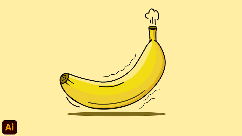 susumumedia's tweet photo. 今日のバナナには何かが起きそうな予感！🍌🤣
　
イラレにもだんだん慣れてきた。
この調子でどんどん練習して行こう。いろんな作品を作っていけそう💻
#イラレ #イラストレーター  #イラスト好きな人と繋がりたい https://t.co/bHobLdDvzq