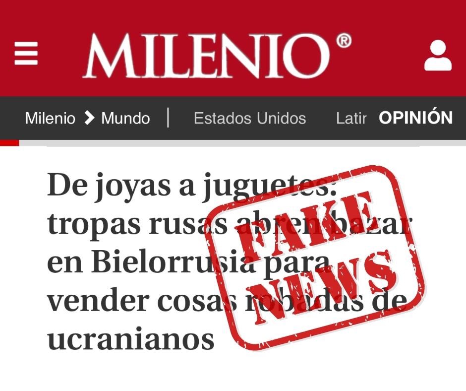 ‼️🤦‍♂️ Lamentamos ver que algunos diarios mexicanos como <a href="/Milenio/">Milenio</a> publican la información absurda y ridícula basándose en las declaraciones evidentemente falsas de las autoridades ucranianas 

¡No se dejen engañar!

#fakenews
