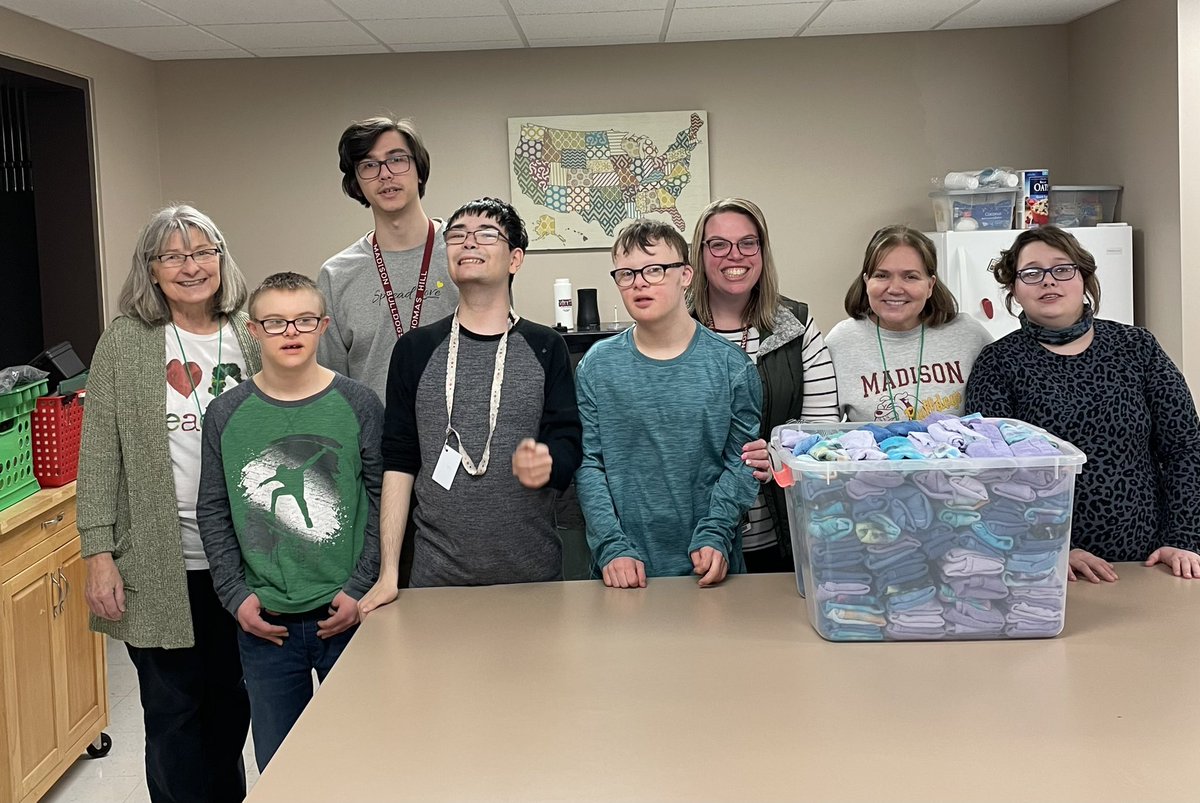 On Thursday, March 31, 2022, our 4th Block class folded 300 washcloths for The Day for Girls chapter in Madison. They did this entire project in 1 hour. Thanks, Monica and Liz for suggesting this project for Room 504! #buildinglifeskills101