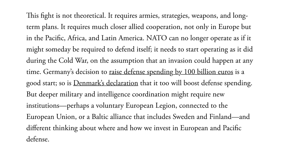 TheAtlantic's tweet image. 2/ Challenge one: “There is no natural liberal world order, and there are no rules without someone to enforce them.” What can we do?