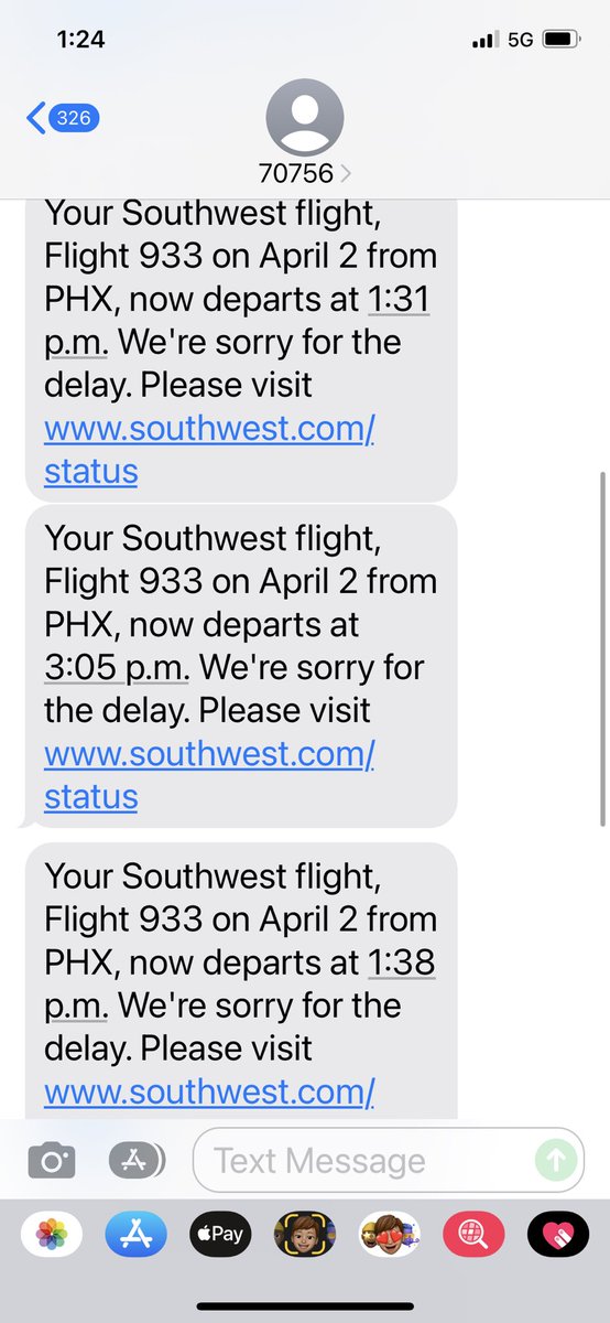 SWA what’s with all the crazy flight change texts? 7! Lots of confusion and frustrated passengers. #swa ⁦<a href="/SouthwestAir/">Southwest Airlines</a>⁩
