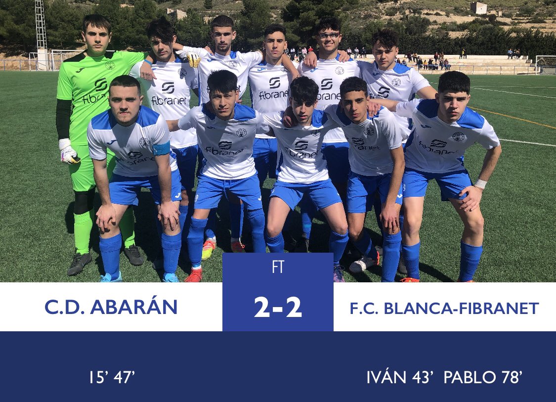 🔵⚪️Empate, 2-2, de nuestros juveniles frente a @cdabaran . Gran partido de nuestros jugadores, que lograron el empate en dos ocasiones y se llevan un punto en un partido en el que gozaron de ocasiones para conseguir algo más⚪️🔵 

#vamosblanca #2juvenil #ffrm #futbol