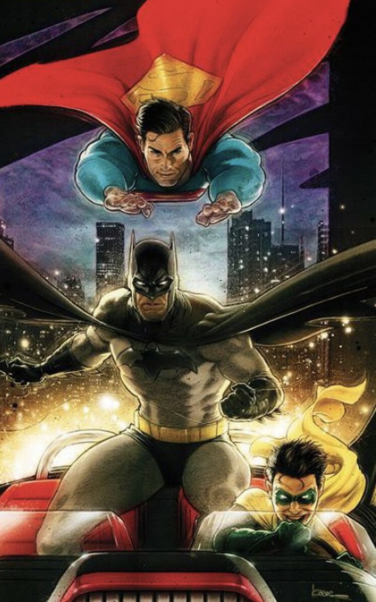 BigSupermanFan's tweet image. Superman with The Bat and Bird by Kaare Andrews