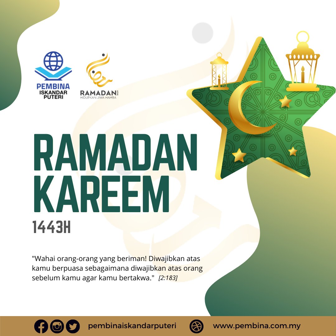 pembinaip's tweet photo. Salam Ramadan dan selamat berpuasa buat seluruh umat Islam.

Semoga Ramadan kali ini menjadikan kita hambaNya yang benar-benar bertaqwa.

#Ramadan1443H
#hidupkanjiwahamba
#ramadanbersamapembina https://t.co/71nuj94NSj