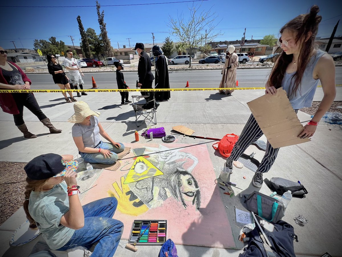 Congratulations to our Falcon Art club chalk team “Zoey &amp; the Isabellas” at today’s event. They placed 3rd in the first Bel Air Comic Con chalk contest “Heroes, Villains, &amp; Anime” 🙌🏼🎨🎉 @gbrasg <a href="/Eastlake_HS/">Gilbert R . Martinez</a> <a href="/Natgamz_EHS/">Natalie</a> <a href="/ZulemaMacias9/">Zulema Macias - SISD Fine Arts Communications</a> <a href="/MJones_ADM/">Macka L. Jones</a> <a href="/SISD_FineArts/">SISD Fine Arts</a> <a href="/ehsartclub1/">𝔼𝕒𝕤𝕥𝕝𝕒𝕜𝕖 𝔸𝕣𝕥 𝕔𝕝𝕦𝕓</a>