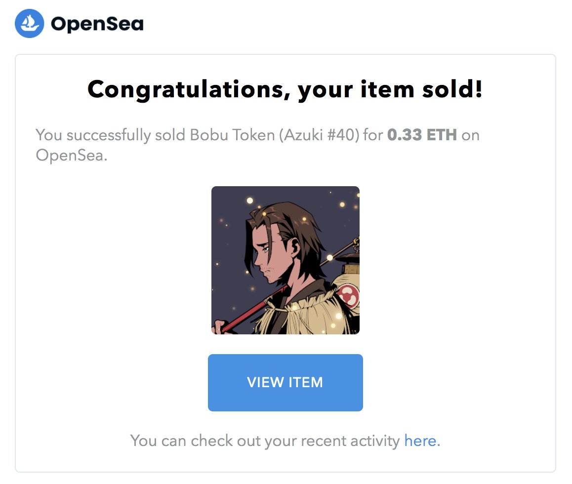 Shout out to <a href="/FlipFlip/">FlipFlip</a> and <a href="/DystoApez/">DystoApez</a> for the lead. Bought at .15 last night! #NFTs #Azuki