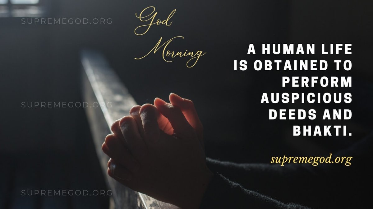 #GodMorningSunday
A HUMAN LIFE 
IS OBTAINED TO PERFORM 
AUSPICIOUS 
 DEEDS  AND 
BHAKTI.
supremegod.org
⏩Must Visit
Sant Rampal Ji Maharaj 
YouTube Channel
