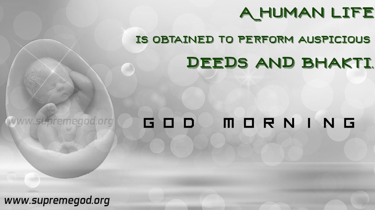 #GodMorningSunday
A HUMAN LIFE 
IS OBTAINED TO PERFORM 
AUSPICIOUS 
 DEEDS  AND 
BHAKTI.
supremegod.org
⏩Must Visit
Sant Rampal Ji Maharaj 
YouTube Channel