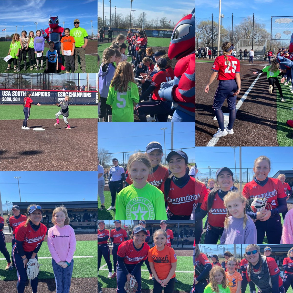 EndeavorsInEd's tweet photo. Thank you #ShenandoahUniversity #SUHornets #SUSoftball for letting our #FCALL softball girls be recognized and run bases today at the double header! @SUHornetsSB #girlsgotgame https://t.co/4LH6y9mLGN