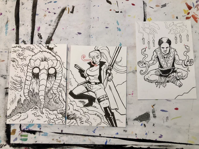 Line art done for 5 of 9 cards. 