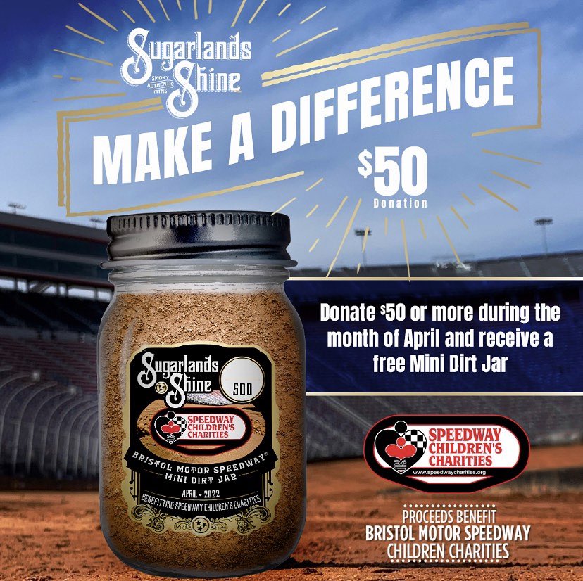 Interested in a jar of dirt straight from Bristol Motor Speedway’s track? All this month we will be giving away these mini jars so those who donate $50+ !!! Check out the “make a donation” link in our bio to make your donation and receive your own Mini Dirt Jar !! https://t.co/HQQHOfOFXT