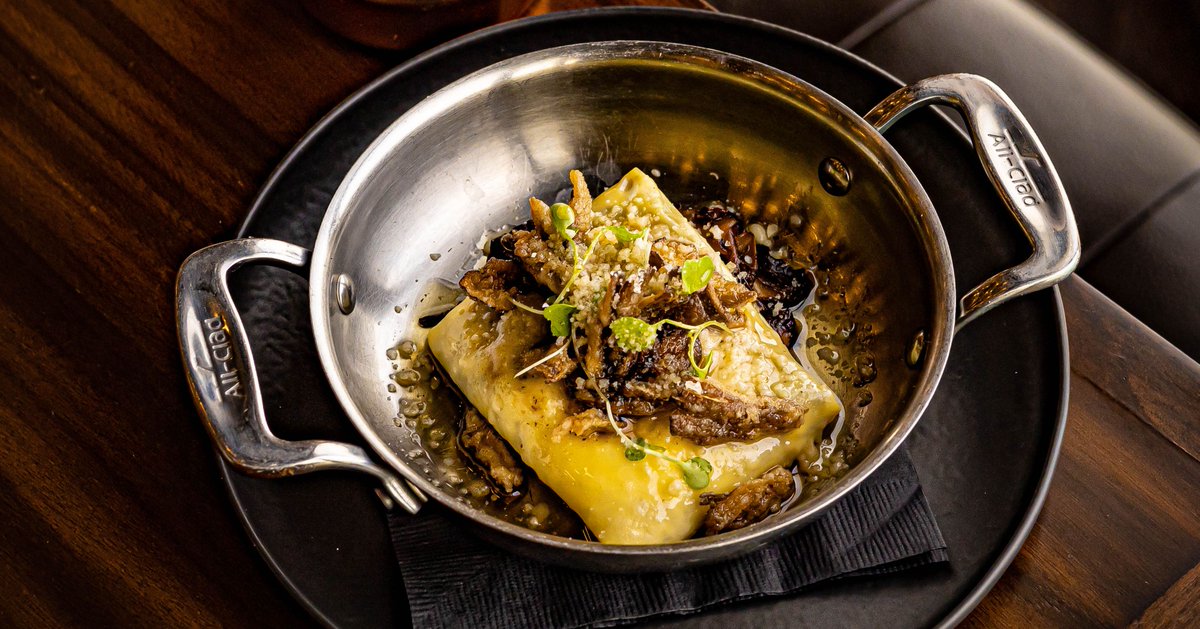 HighlandsDet's tweet photo. Indulge in a crowd favorite. Our Crescenza Ravioli with black truffle, crispy mushrooms, and parmesan cheese. #secondcourse https://t.co/DqEDzULOR1