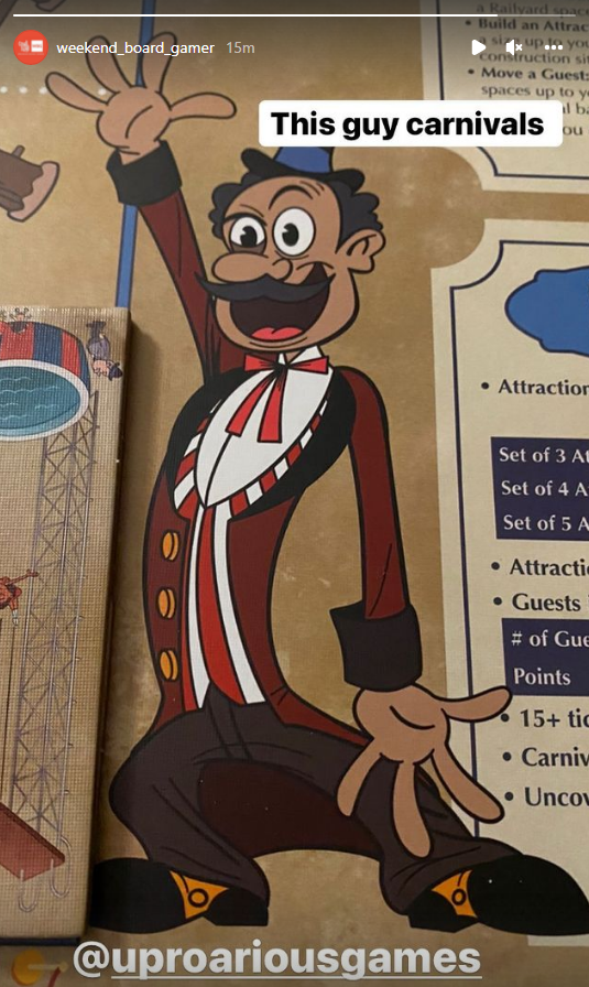 Its Saturday gamers and Ryan over at <a href="/weekend_bg/">Weekend_Board_Gamer</a> has plans for a Grand Carnival! Check out their reviews and giveaways over at instagram.com/weekend_board_… and get a chance to win a copy of The Grand Carnival!
#boardgames #boardgaming #weekendgaming #UproariousGames #giveaway