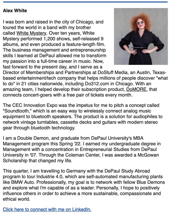 MissAlexWhite's tweet photo. Your homeslice featured by @DePaulMBA Department of Management today! @DoStuffMedia @Do312 #dostuffmore https://t.co/SUTo3ZQnfj