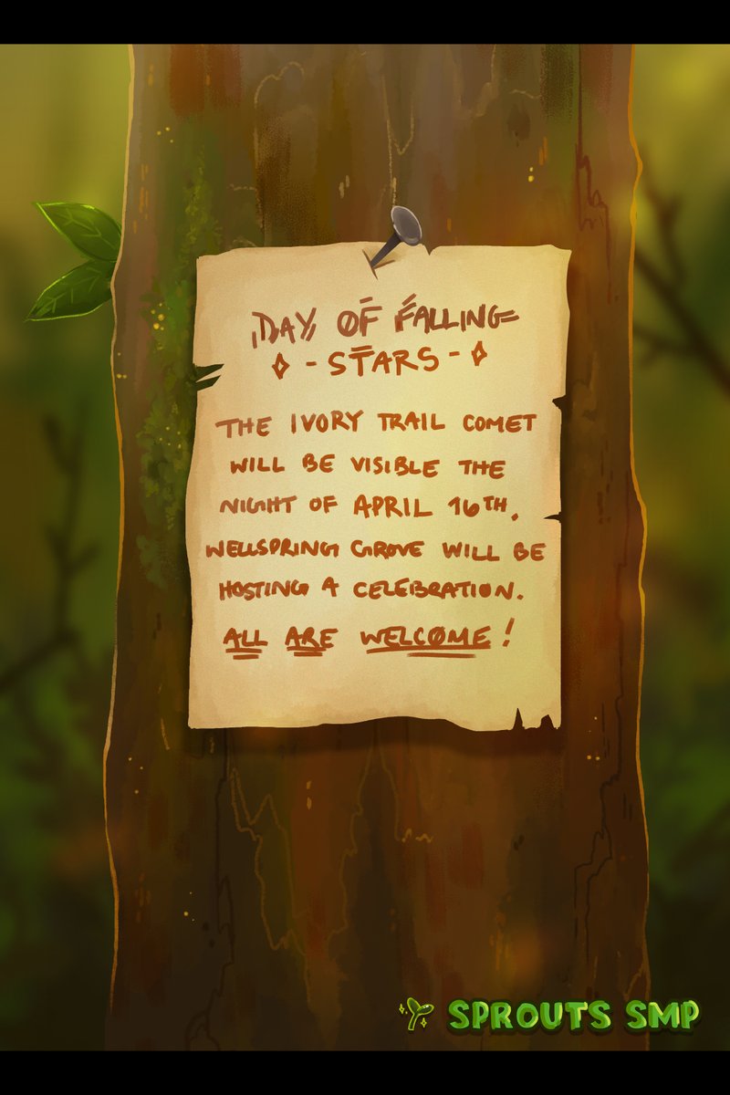 Sprouts, and plant-folk alike! A spectacle of delight awaits you! The Ivory Trail Comet --a periodic beauty-- will be seen in the night sky on APRIL 16th! Join us in awe, as we gaze up above and watch this mystic traveler continue on it's brilliant journey . . .