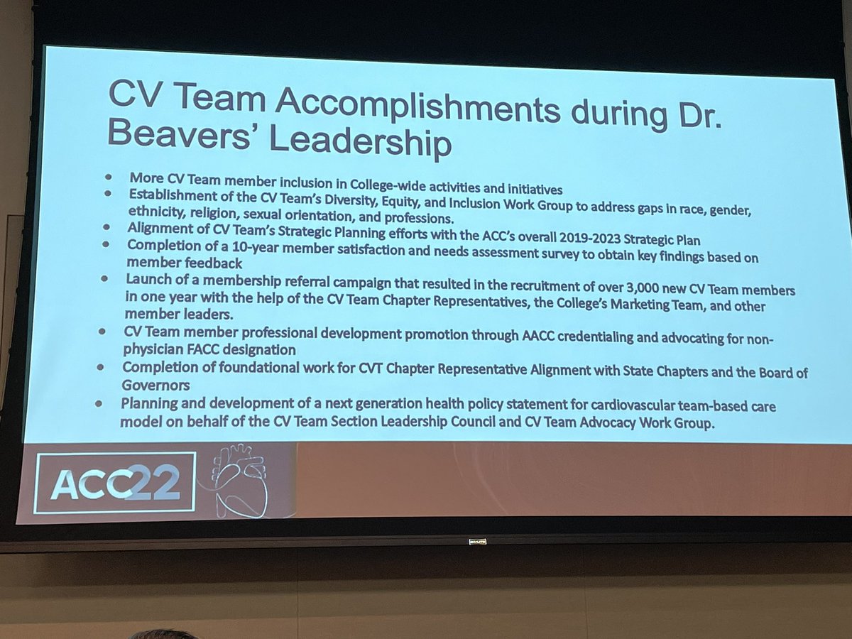 Congrats to <a href="/Andrea_Price317/">Andrea Price, RCIS, CPHQ, AACC</a> on her next adventure as #ACCCVT chair and thank you to <a href="/beaverspharmd/">Craig Beavers, PharmD, FACC, FAHA, FCCP, BCCP,CACP</a> for all his incredible work as chair for the past 4 years Looking forward to all the great things in store for the CVT <a href="/inacc/">Indiana Chapter-ACC</a> <a href="/baileyannRN/">Bailey Ann Richardson</a> <a href="/Vijayrao7474/">Vijay Rao, MD, PhD</a> <a href="/jae_patton/">Jae Patton, CRNP, AACC</a> <a href="/dwester001/">Donald Westerhausen</a>
