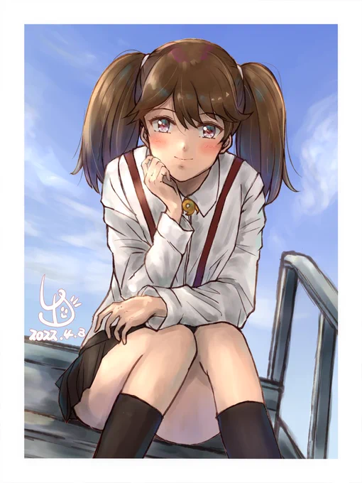 『お、奇遇やな司令官。え、休憩?せや、これも何かの縁や、ほな一緒に休憩しよか～!(*'ω`*)』
#艦これ #龍驤
提督が休憩がてら気晴らしに屋上に来てみたら龍驤ちゃんと偶然邂逅したようです!(∩'∀`)∩
(・・・ウチは司令官が休憩でよくここに来ること知っとるんやで♪) 