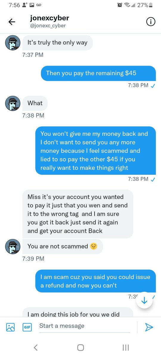 Dani5455's tweet photo. @jonexc_cyber is a scammer https://t.co/V0iR94AP1k