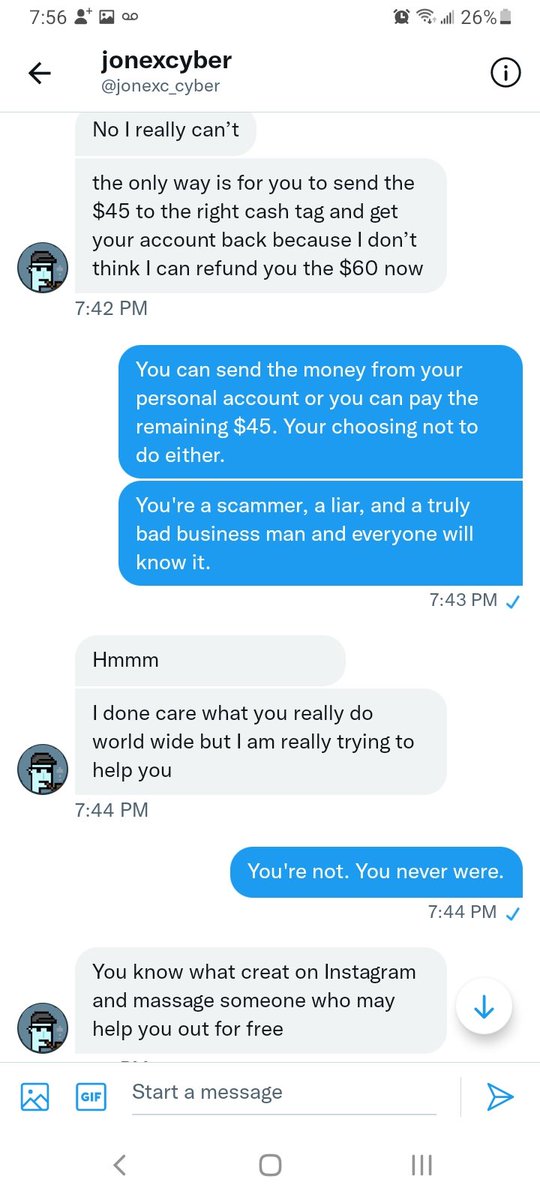 Dani5455's tweet photo. @jonexc_cyber is a scammer https://t.co/V0iR94AP1k