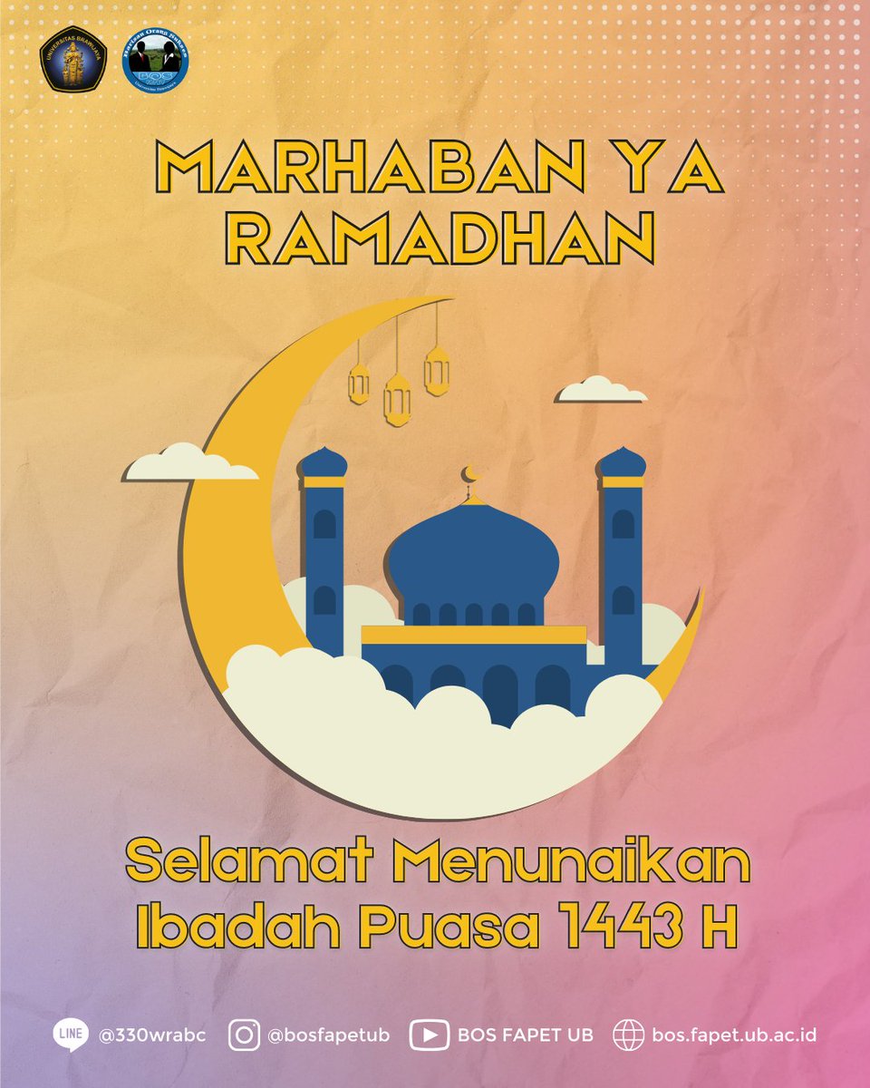 bosfapetub's tweet photo. [MARHABAN YA RAMADHAN 1443 H]

Halooo BIG BOS👋

Kami, segenap keluarga besar UKM Barisan Orang Sukses Fakultas Peternakan Universitas Brawijaya mengucapkan Selamat Menunaikan Ibadah Puasa Ramadhan 1443 H 🙏

Semoga dosa-dosa kita diampuni Allah SWT di bulan penuh rahmat ini https://t.co/7LiBSB3IpK