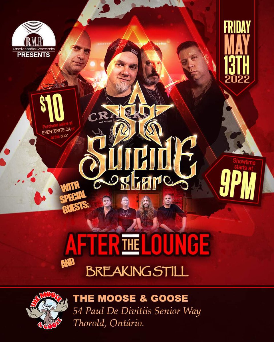 AFTER THE LOUNGE (@afterthelounge) on Twitter photo May 13th ATL in Thorold <a href="/mooseandgoose/">Moose and Goose</a> with <a href="/SuicideStarsBnd/">Suicide Stars</a> Breaking Still facebook.com/events/s/suici… <a href="/NiagaraTourism/">Niagara Tourism</a> <a href="/NiaFallsReview/">Niagara Falls Review</a> May 13th ATL in Thorold <a href="/mooseandgoose/">Moose and Goose</a> with <a href="/SuicideStarsBnd/">Suicide Stars</a> Breaking Still facebook.com/events/s/suici… <a href="/NiagaraTourism/">Niagara Tourism</a> <a href="/NiaFallsReview/">Niagara Falls Review</a>