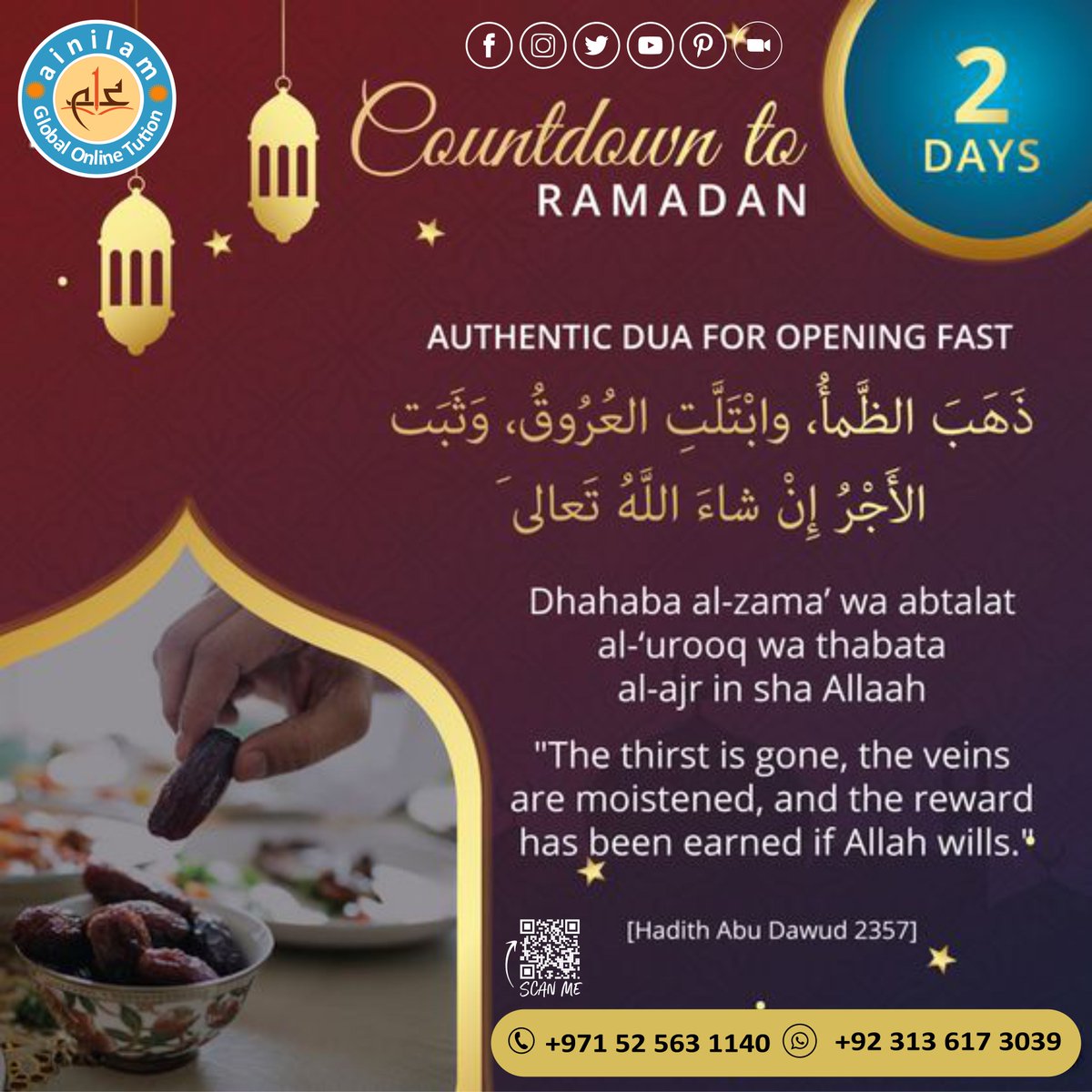 ain_ilam's tweet photo. May God bless your path with knowledge and light that will help to enlighten your heart!
Ain-ilam 
Global Online Tuitions (GOT)
Call: +971 52 563 1140
WhatsApp: +92 313 617 3039
#ainilam
#GOT
#onlineclasses
#welcomeRamadhan
#Ramadhan
#mercy
#blessed
#ramazanalMubarak
#2ndday https://t.co/NSxdxOVsqj
