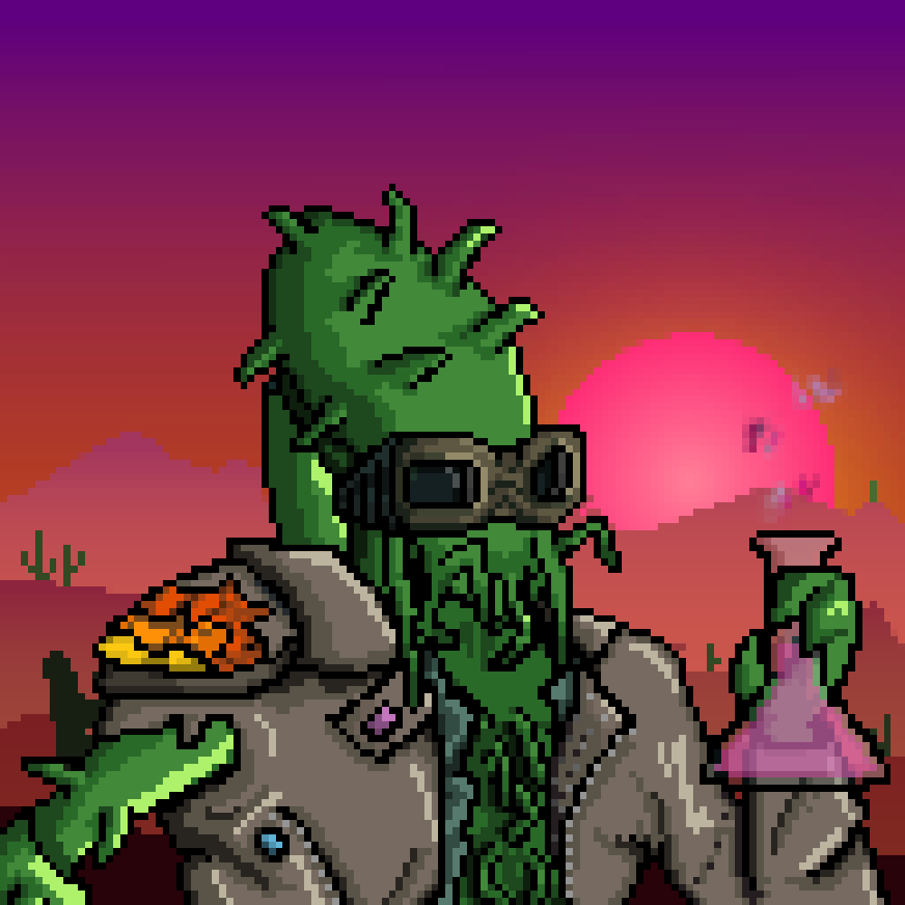 cyber_shrimp's tweet photo. Welcome to the Wasteland. A mad cactus from @WLCCNFT created the Shrimpifizer. A potion capable of transforming anything into a shrimp. During an experiment gone wrong he accidentally splashed some on himself.

#WLCC #derivatives #fanart https://t.co/Ea9KZDzc0Z