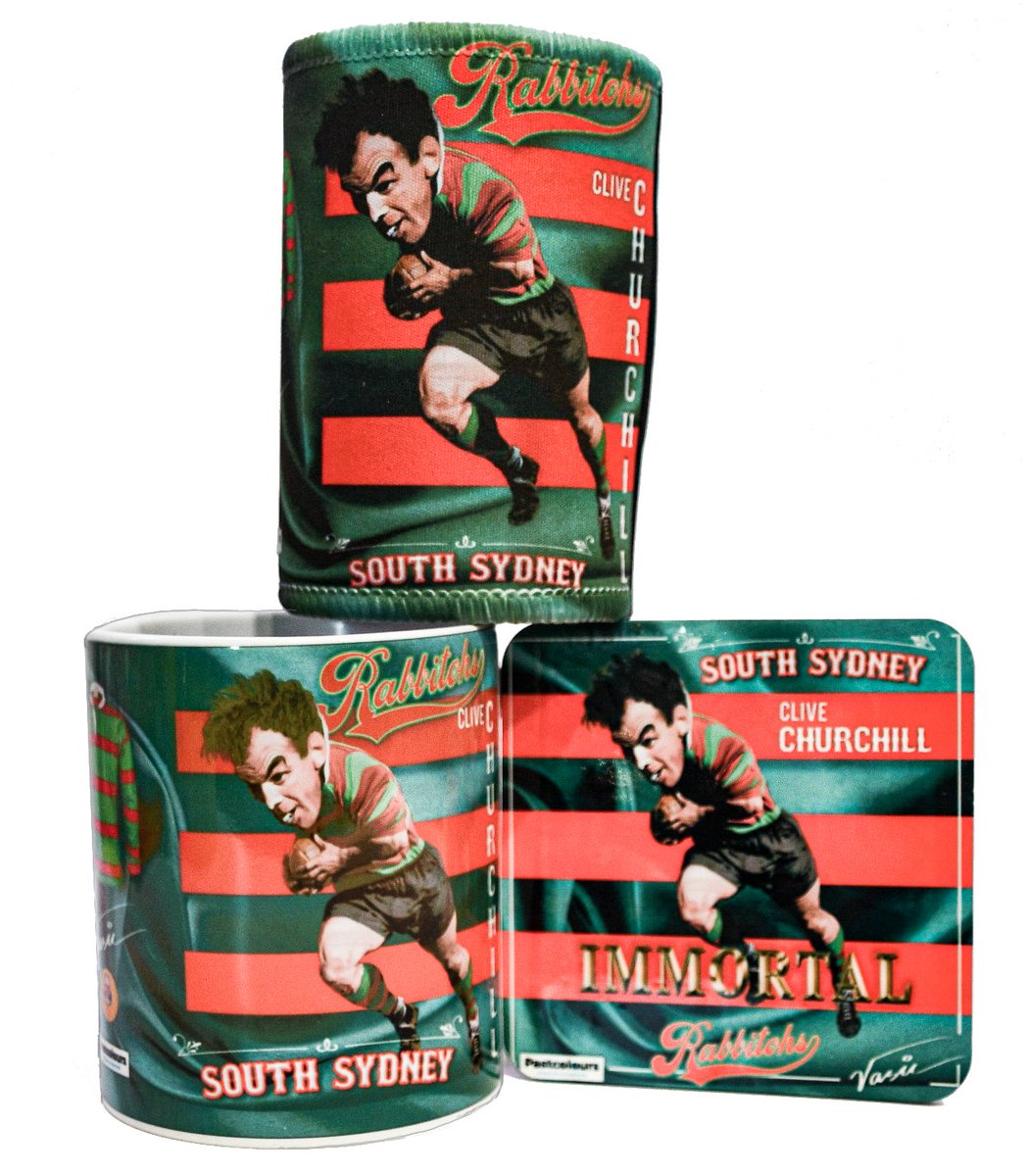 vasic_peter's tweet photo. Clive Churchill South Sydney Rabbitohs IMMORTAL. Triple set: Mug, Stubby Holder, Coaster: only $39.99 Delivered . Go to https://t.co/gv8CRNmE5C Caricatures by Peter Vasic
#clivechurchill #NRL #NSWRL #RugbyLeague #Immortal #SouthSydney #Rabbitohs #PeterVasic #PastColours https://t.co/QJrIrpd4Hj