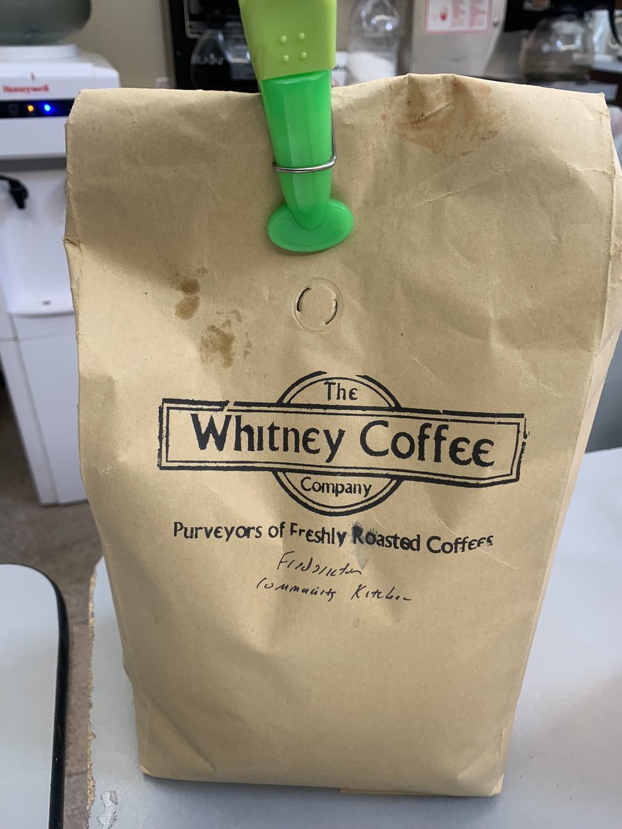 thomjeff's tweet photo. Some happy volunteers (yes, we grab a cup) and I’m sure a few guests with some quality @WhitneyCoffeeCo coffee. A bit of spring/summer with a fruit salad for dinner and giant potatoes cut for mash and hash browns.

Thanks Ron &amp; Whitney! #Fredericton https://t.co/7XS7yF9IKj