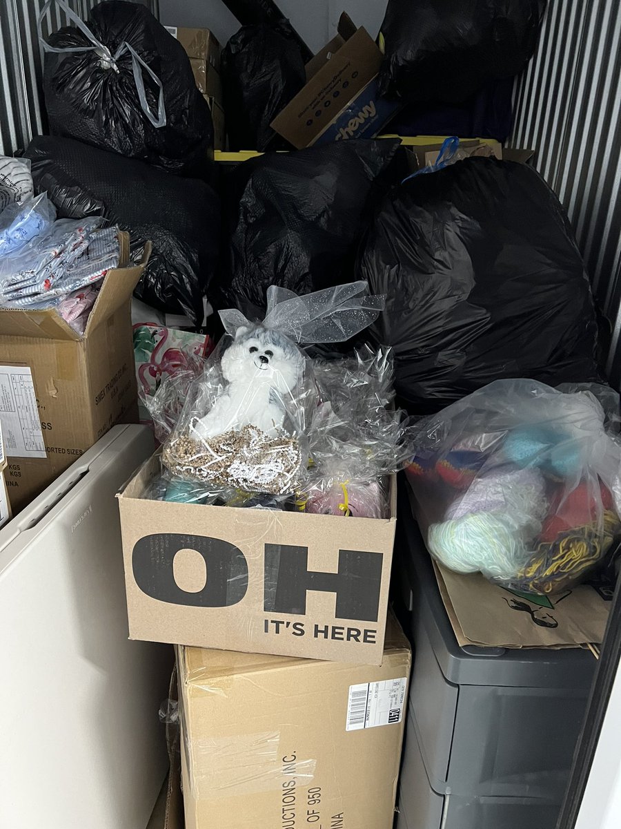 GiftsSeniors's tweet photo. Storage unit looks like Christmas! #OperationEaster will be a huge success #WeCare @DonnaAnnJohnson https://t.co/H38YR45XSe