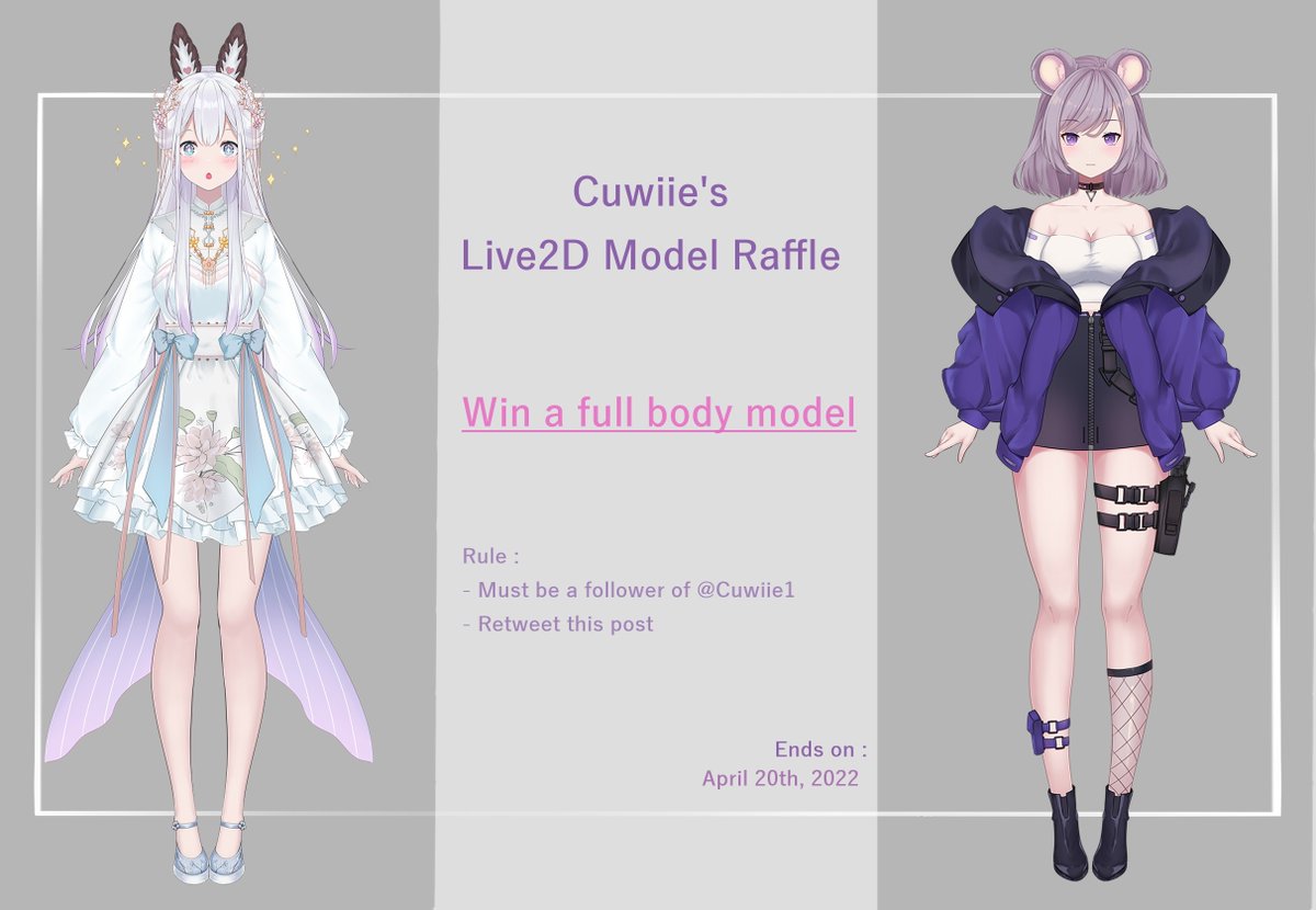 🌸CUWIIE'S ART RAFFLE🌸 thank you so much for your supports on me, now im holding an art raffle as my gratitude to you. Rules : - Retweet to enter! QRTs wont be counted - Must be a follower! 1 winner will get a full body model Ends on April 20th. good luck!💙