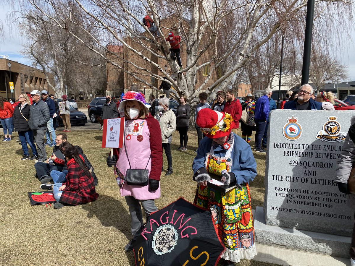 #LethbridgeRagingGrannies expressed our thoughts about the UCP draft curriculum. Ditch, ditch, ditch the draft. Teaching style have changed, 1950 has come and gone, LaGrange should do the same!