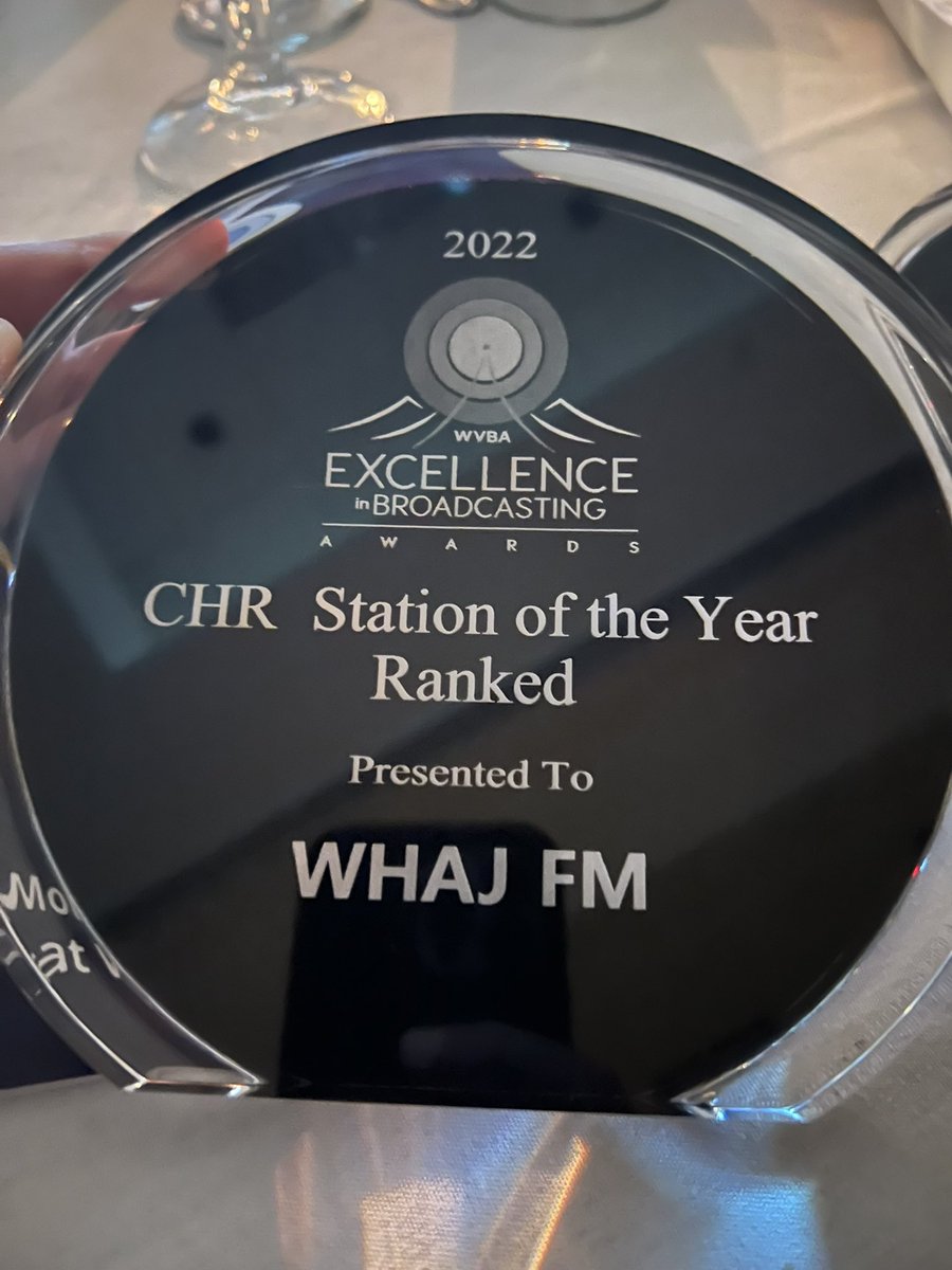 J104Radio's tweet photo. What an honor!  Big thanks to the WVBA for the recognition!  #CHRStationOfTheYear #wvba22 https://t.co/wMOntZB8sy