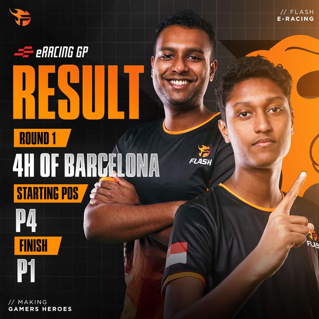 teamflash_gg's tweet photo. 𝐅𝐋𝐀𝐒𝐇 𝐍𝐄𝐖𝐒 | Eracing GP Endurance Result

Make the team!🔥

Our #FlashEracing's FL Aleef and FL Thasbeeh took the lead by finishing at P1🏁 on the Round 1 of ERacing GP Endurance Edition🏆

#TeamFlash #MakingGamersHeroes #SIMRacing https://t.co/pxNU2m39gM