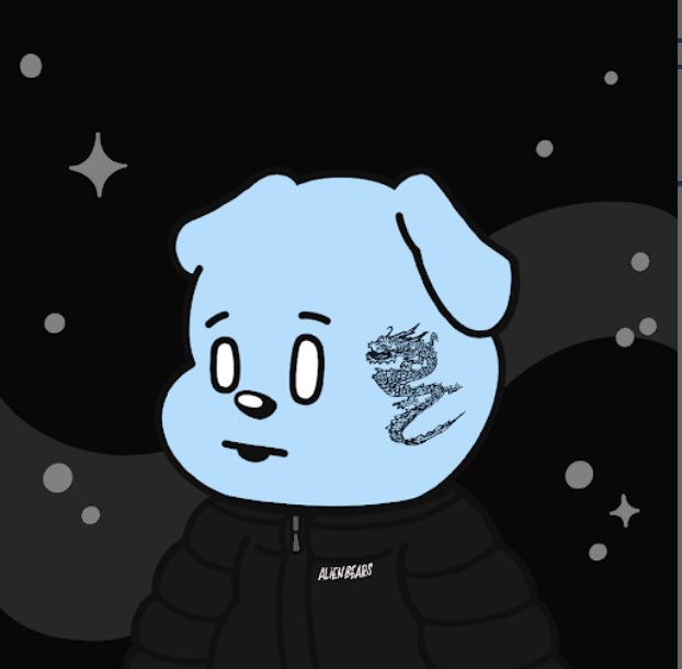 thank you <a href="/AlienBears_NFT/">Alien Bears</a> for this little guy! honored to be part of the community. definitely gonna get this dragon tattoo on my face irl