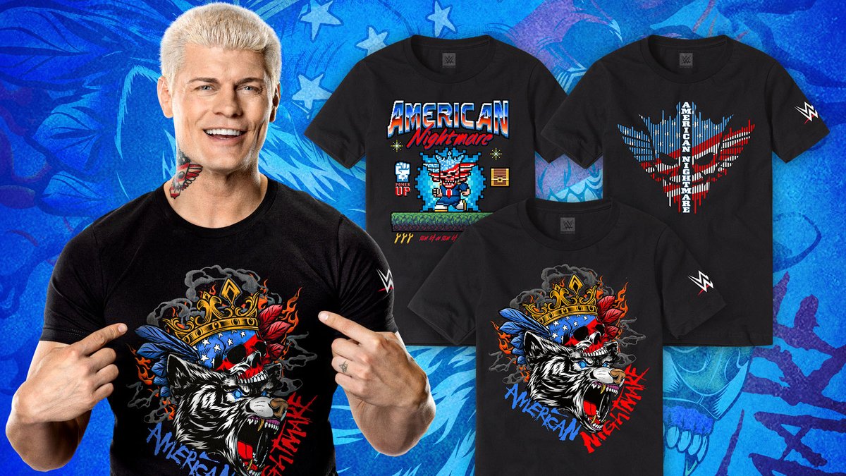 The American Nightmare! New <a href="/CodyRhodes/">Cody Rhodes</a> tees available now at #WWEShop! #WWE #WrestleMania #CodyRhodes

ms.spr.ly/6013wtDDL