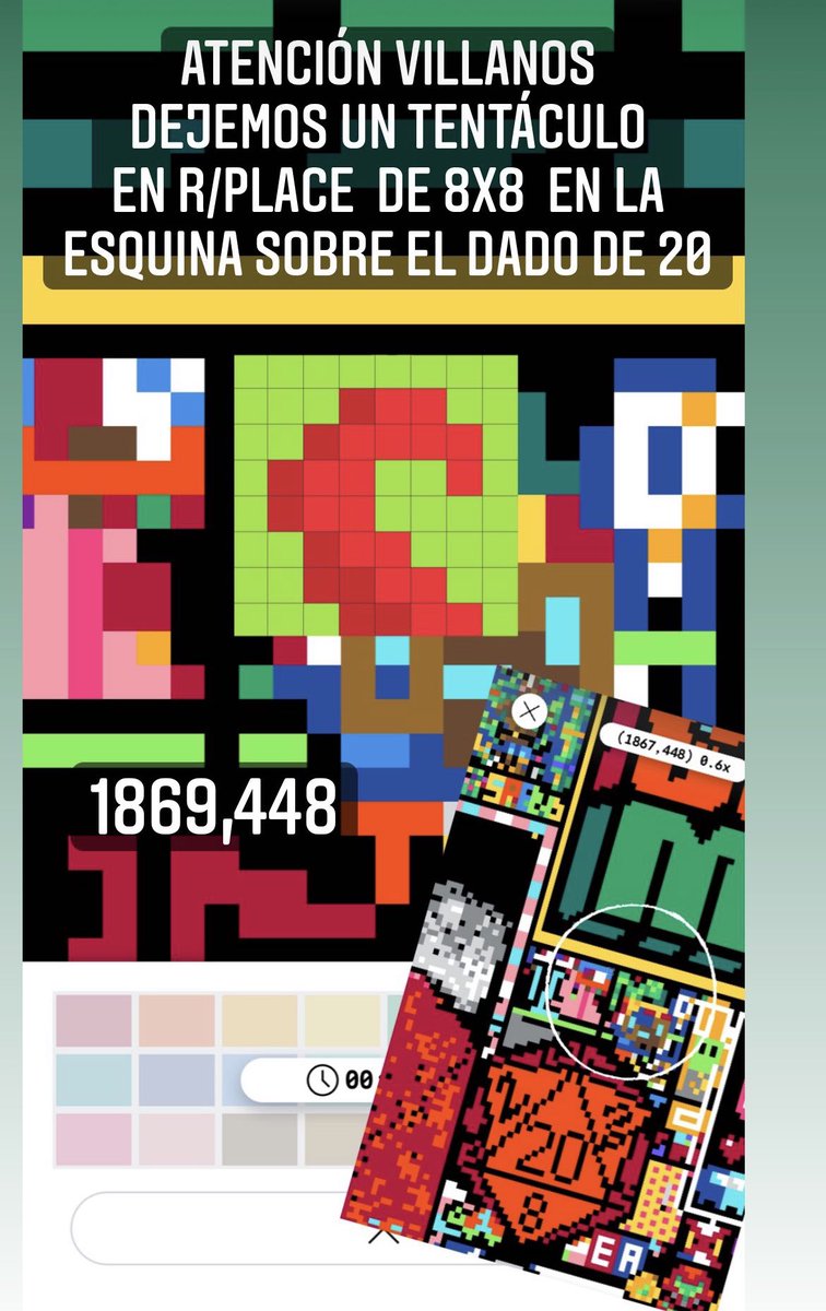 PeorCaso's tweet photo. Dejemos un tentáculo en r/place coordenadas en la imagen sobre el dado de 20 https://t.co/lSar8gFpnI