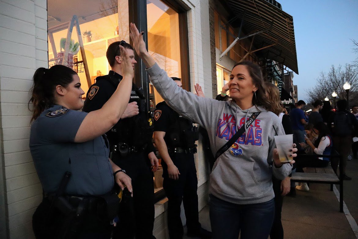 Status update: No serious injuries. No serious accidents. No serious damage. No citations issued. 27,785 high fives received. Keep it going — Rock Chalk!
