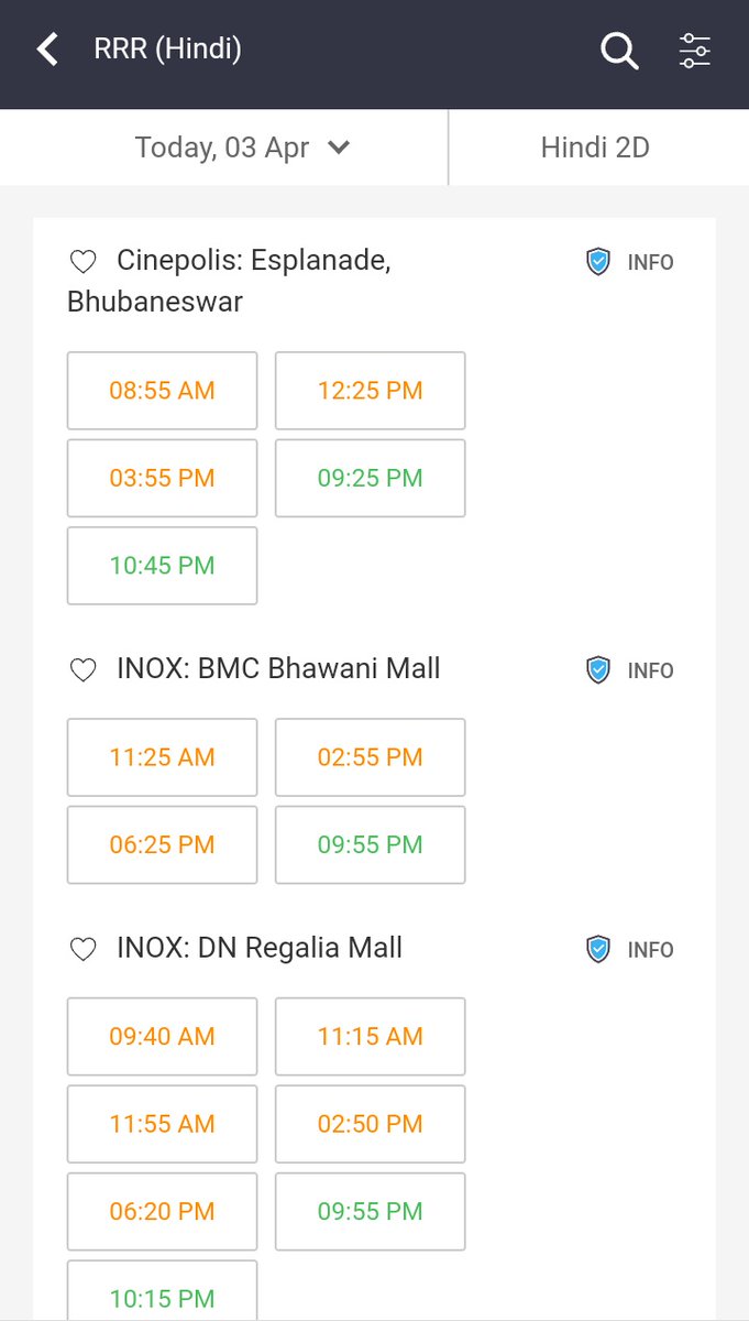 Booking For #RRR ( Hindi ) at Bhubaneswar...

#RRRMovie 

Looks Like This Sunday is 👌🔥

#RRRHindi @RRRMovie @DVVMovies @PenMovies