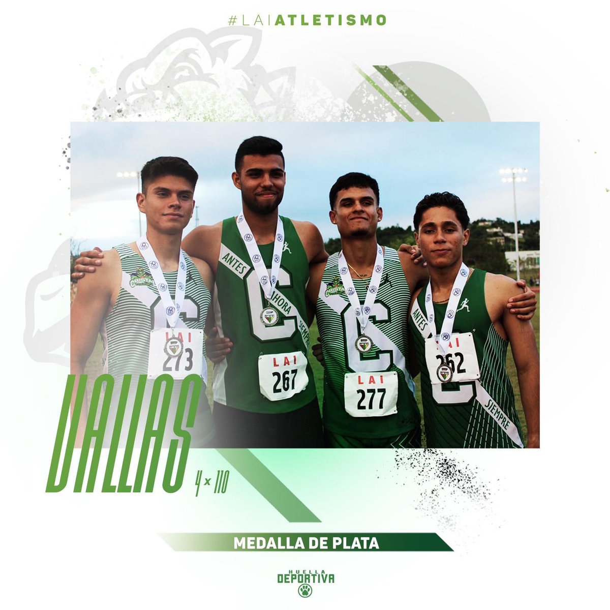DeportivaHuella's tweet photo. ¡Plata para EL CO-LE-GIO! 🗣

Los Tarzanes de la @uprm ganan plata 🥈 en la modalidad de 4 X 110 Vallas en el campeonato de relevos del #LAIAtletismo 🏃 https://t.co/IUpgLDNUMh