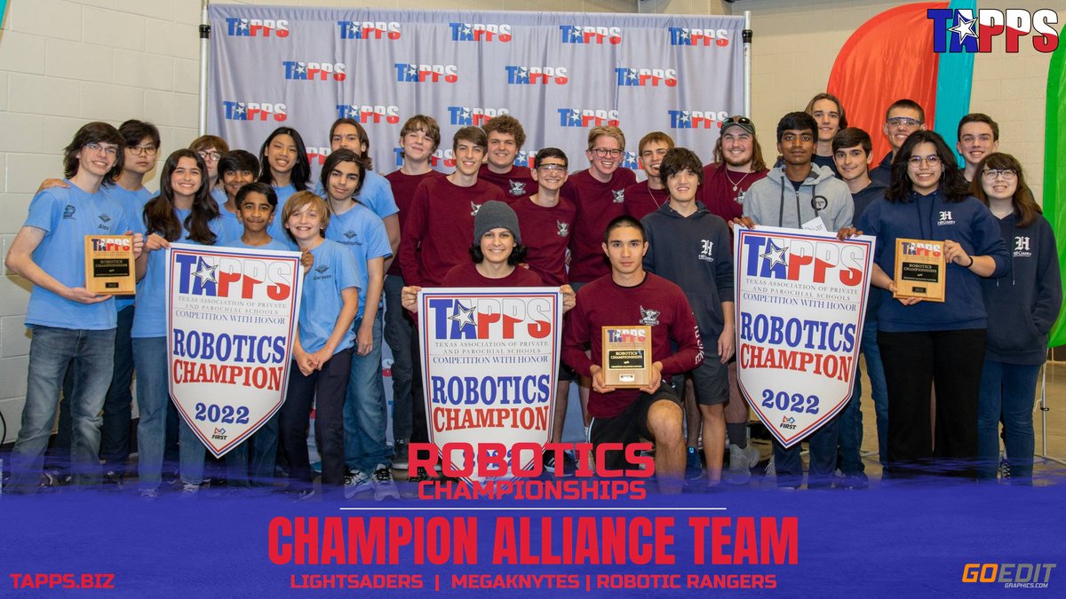 TappsRobotics's tweet image. #TAPPSrobotics 2022 Champion Alliance Team:
Champion Alliance Captain: Lightsaders
Champion Alliance Parters: Megaknytes &amp;amp; Robotic Rangers