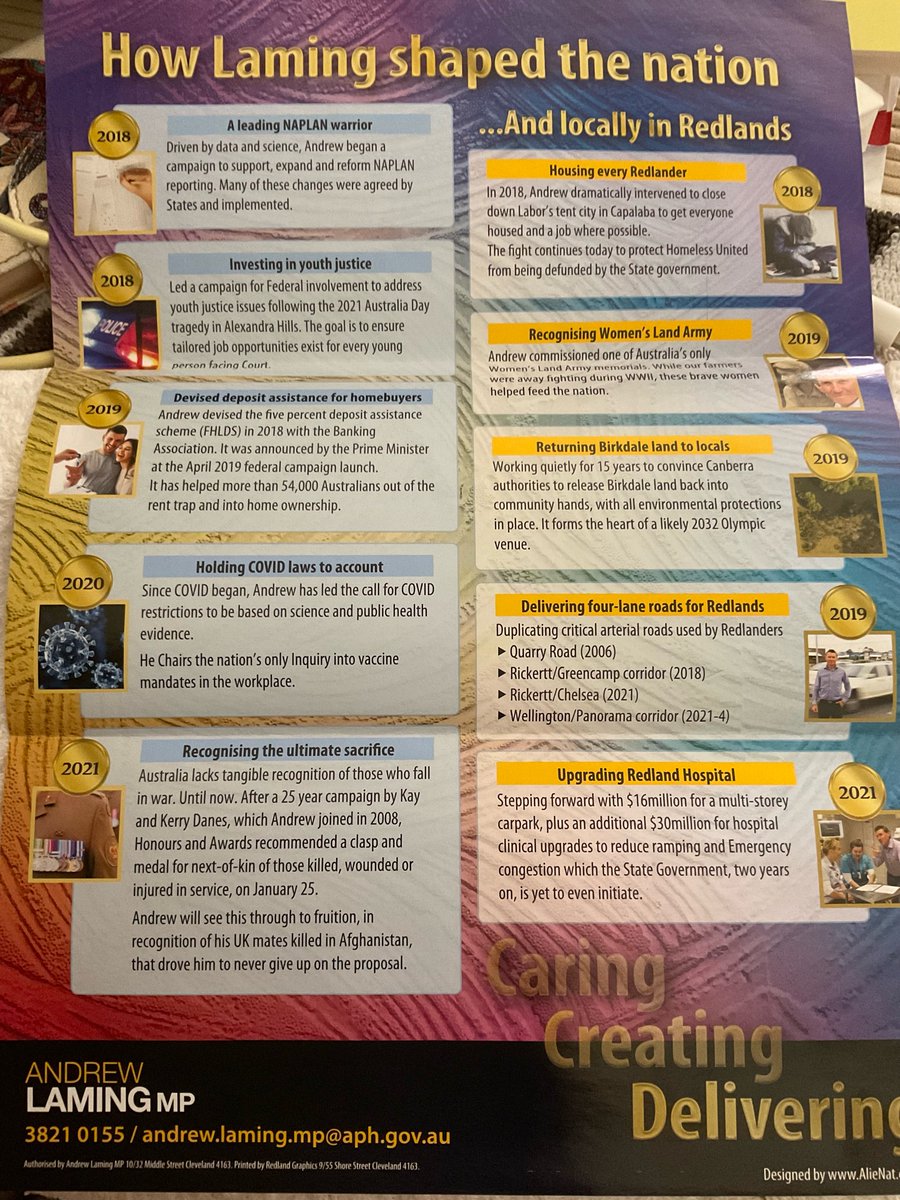 SalPiracha's tweet photo. Oh yay. Itโs a โhow good am Iโ flyer from Laming, in with some election crap from Morrison and Laming-lite Henry Pike. #Bowman #laming #calltheelectiondickhead https://t.co/s87tm8j22h