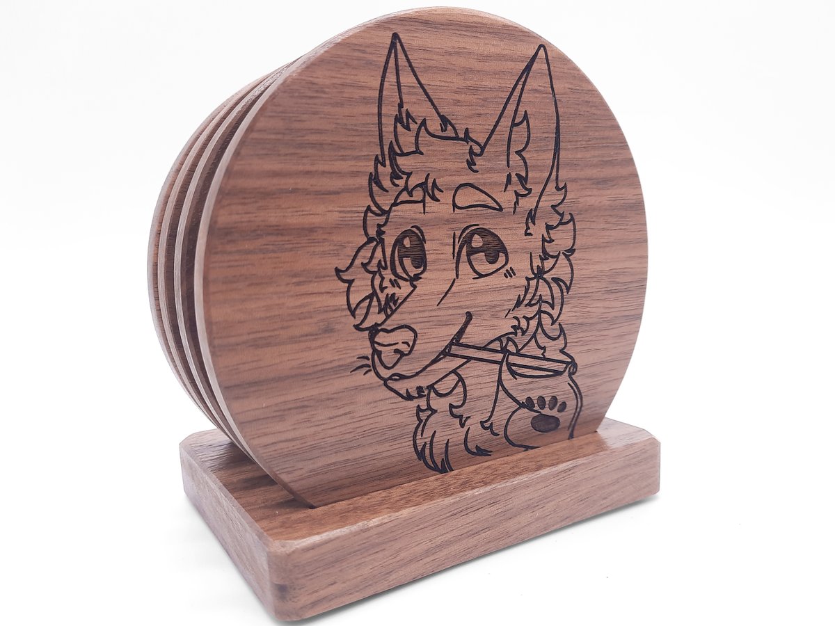 etsy.me/3qZrCZl
For all of the #furries out there and the #furryfandom community. Solid walnut coasters with holder :)

#furry #furryart #furrydecor #coasters #wood #woodworking