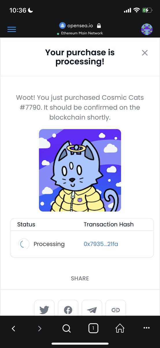 gu10tag_eth's tweet photo. Just joined the @CosmicCats_ with this ๐ฅ yellow puffer! #letsgetcosmic https://t.co/axuBV2z7C6