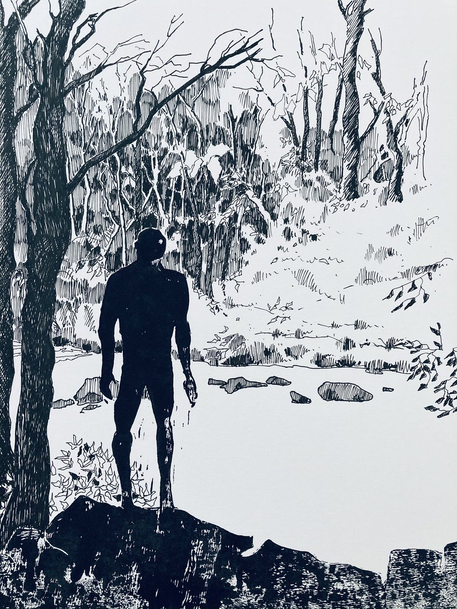 Brixham's tweet photo. Ink drawing of my linocut ‘Wild Swimmer’ on the River Dart! #riverdart #sharrahpool #sketch @LynnePeets @beckyartistpoet @ArtizanGallery @RiverDartCP @sophiepierce https://t.co/rq4BGzTN7Z