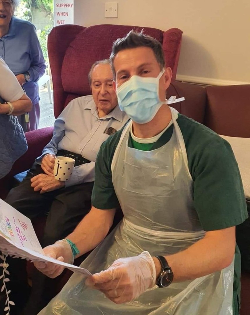 4getMeNotHome's tweet photo. We said a sad farewell to Dr Clarke yesterday who has provided amazing medical support to the Forget me not family.  The residents and staff signed a lovely card and gave him an engraved glass tankard to remember us by.  Cheers Dr Clarke. https://t.co/NWBJdInS1S https://t.co/B6bBRiIK5c
