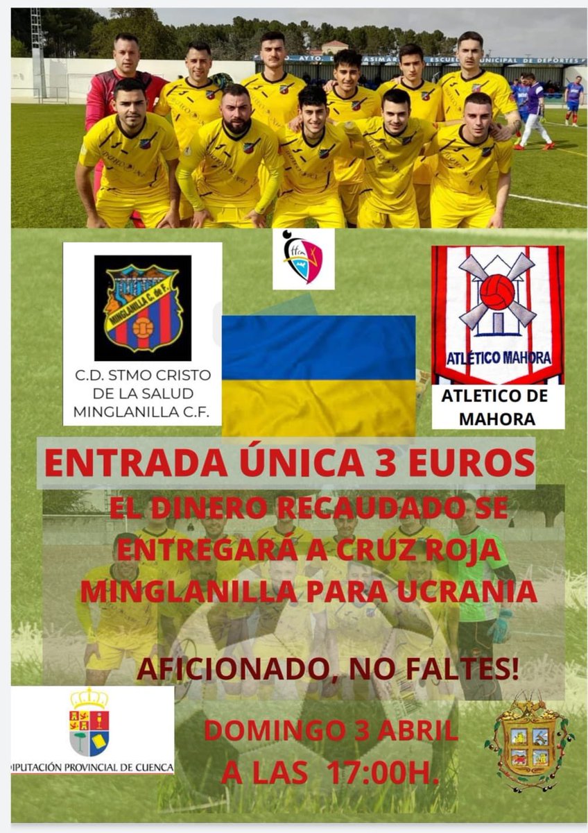 👏 26º JORNADA 👏
🆚 @minglanillacf 
🗓 03-04-2022
⏰ 17:00
🏟 Fuente del Recreo (Minglanilla, Cuenca) 

📸 @minglanillacf 

#VolverAEmpezar #SomosMolino